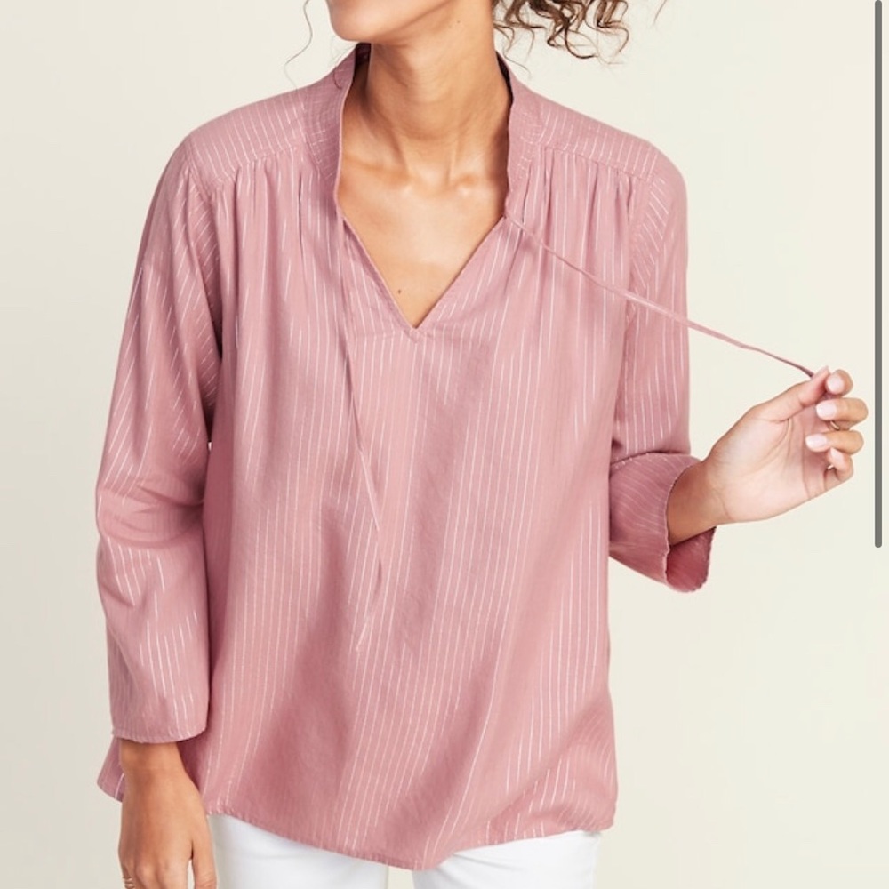 NWT Old Navy Longsleeve Dusty Rose & Silver Blouse